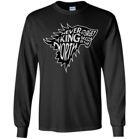 T-Shirts Black / YS Never Forget The King In The North Youth Long Sleeve T-Shirt