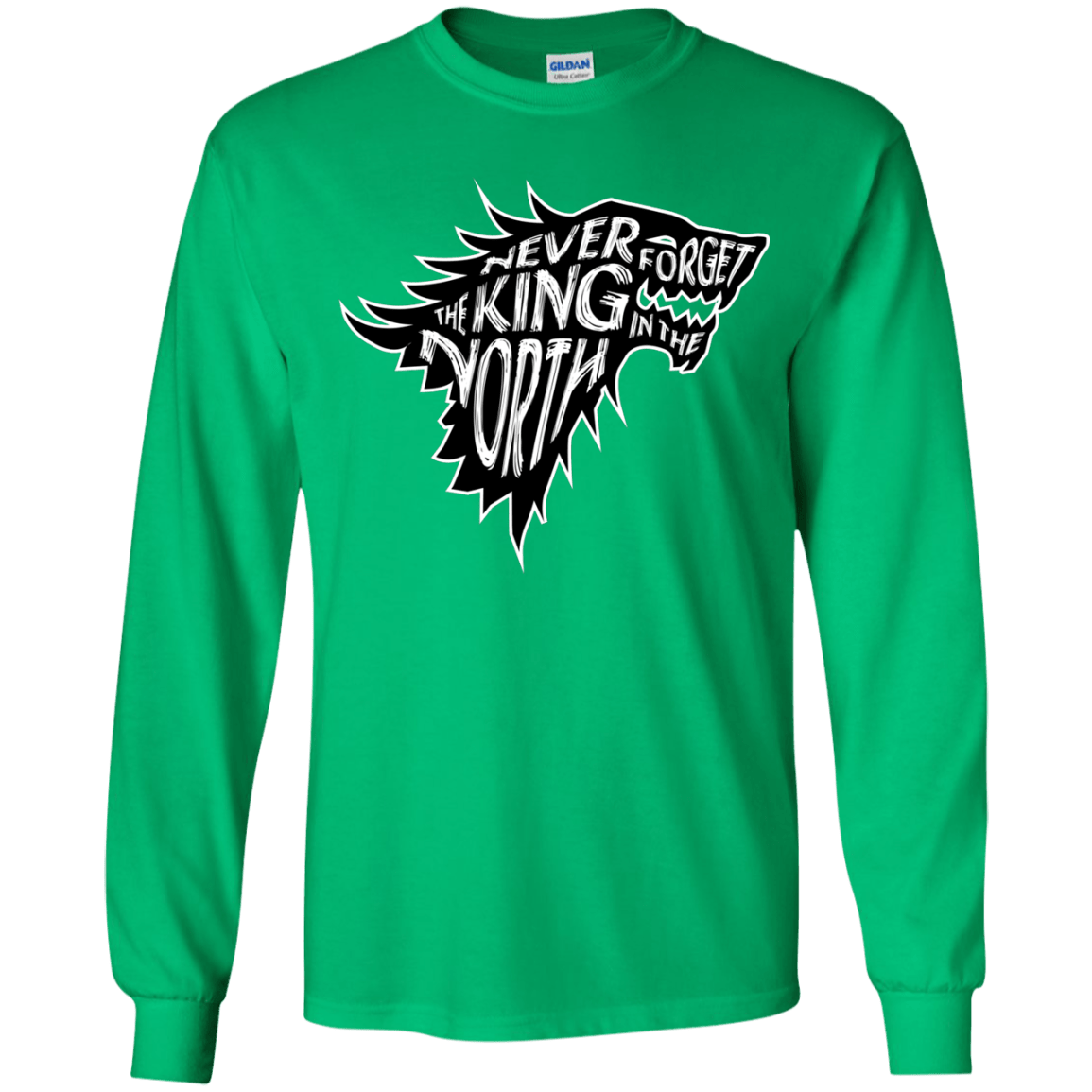T-Shirts Irish Green / YS Never Forget The King In The North Youth Long Sleeve T-Shirt