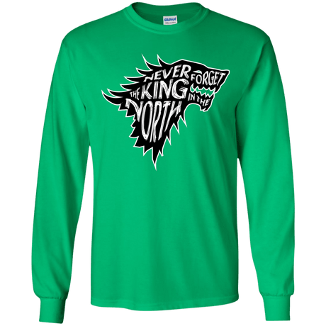 T-Shirts Irish Green / YS Never Forget The King In The North Youth Long Sleeve T-Shirt
