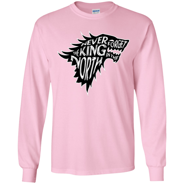 T-Shirts Light Pink / YS Never Forget The King In The North Youth Long Sleeve T-Shirt