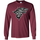 T-Shirts Maroon / YS Never Forget The King In The North Youth Long Sleeve T-Shirt