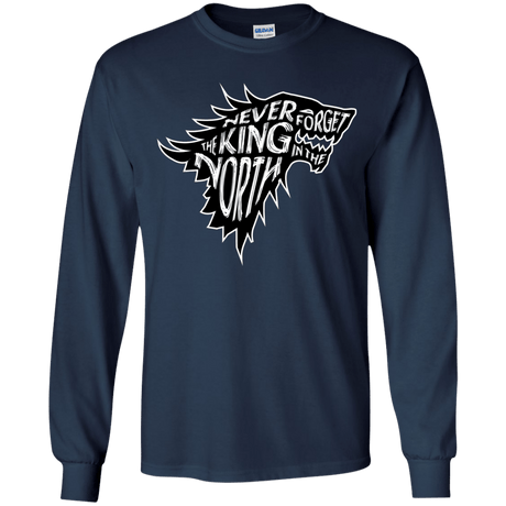 T-Shirts Navy / YS Never Forget The King In The North Youth Long Sleeve T-Shirt