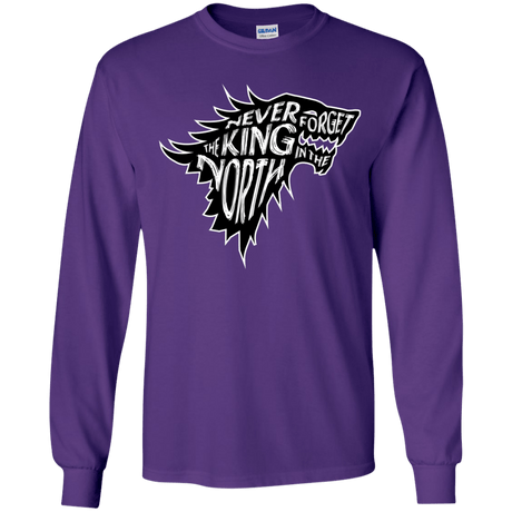 T-Shirts Purple / YS Never Forget The King In The North Youth Long Sleeve T-Shirt