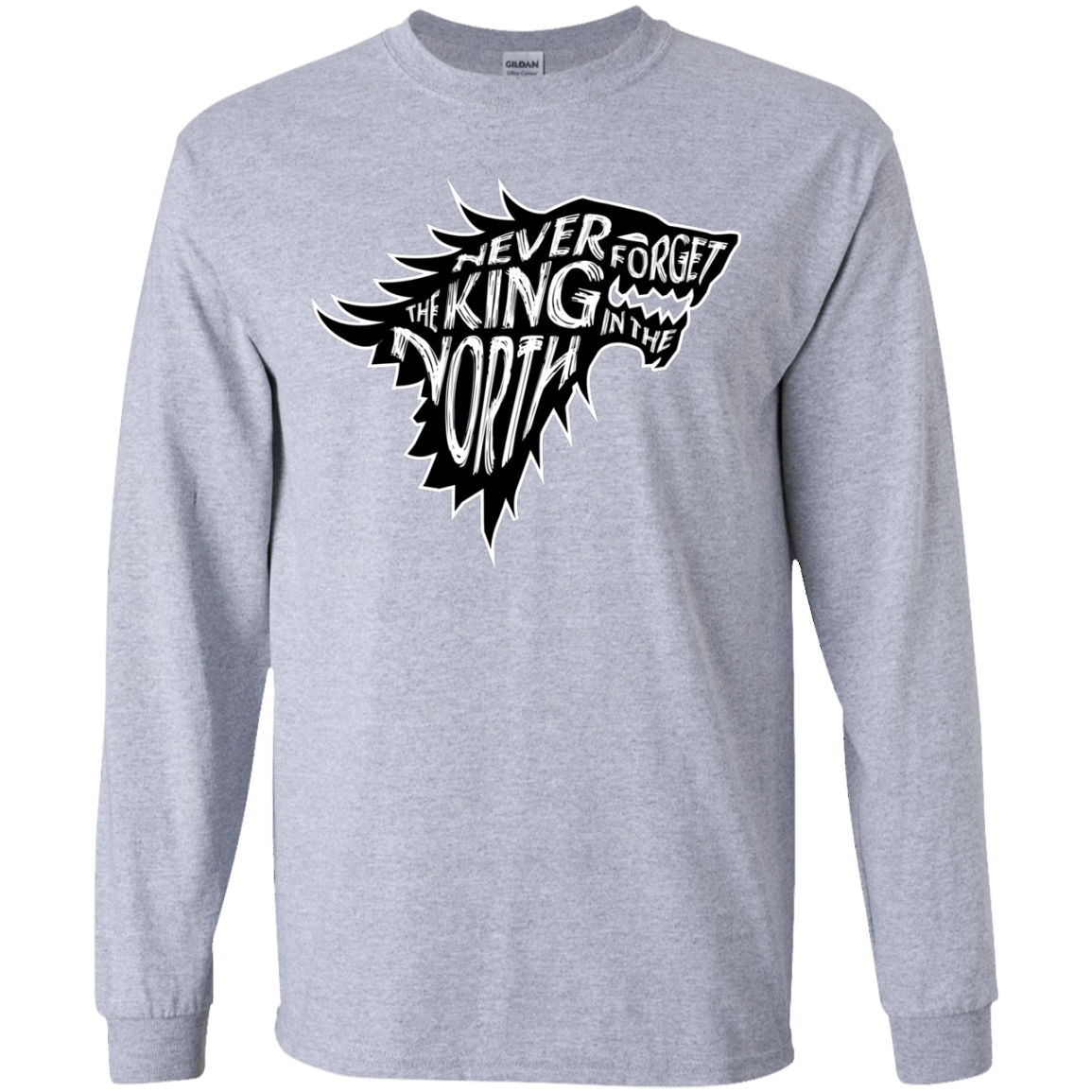 T-Shirts Sport Grey / YS Never Forget The King In The North Youth Long Sleeve T-Shirt