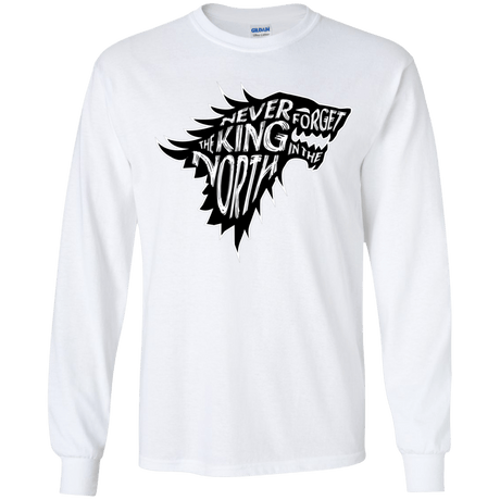 T-Shirts White / YS Never Forget The King In The North Youth Long Sleeve T-Shirt