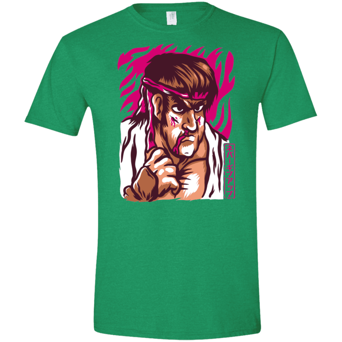 T-Shirts Heather Irish Green / M Never Give Up Men's Semi-Fitted Softstyle