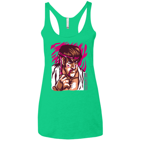 T-Shirts Envy / X-Small Never Give Up Women's Triblend Racerback Tank