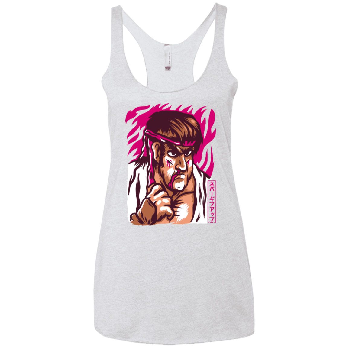 T-Shirts Heather White / X-Small Never Give Up Women's Triblend Racerback Tank