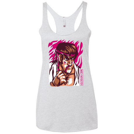 T-Shirts Heather White / X-Small Never Give Up Women's Triblend Racerback Tank