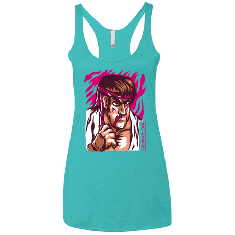 T-Shirts Tahiti Blue / X-Small Never Give Up Women's Triblend Racerback Tank