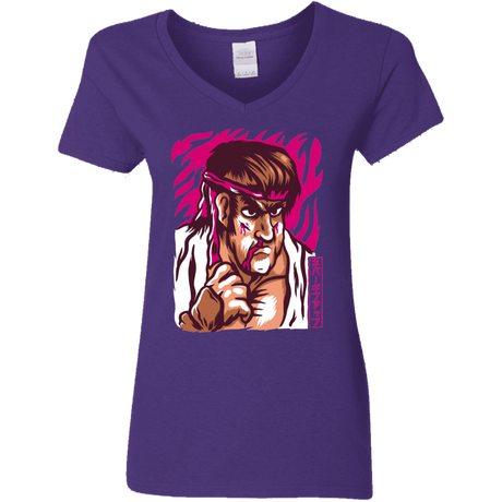 T-Shirts Purple / S Never Give Up Women's V-Neck T-Shirt