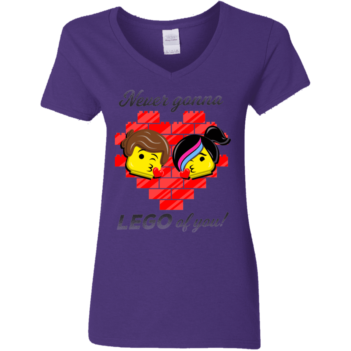 T-Shirts Purple / S Never LEGO of You Women's V-Neck T-Shirt