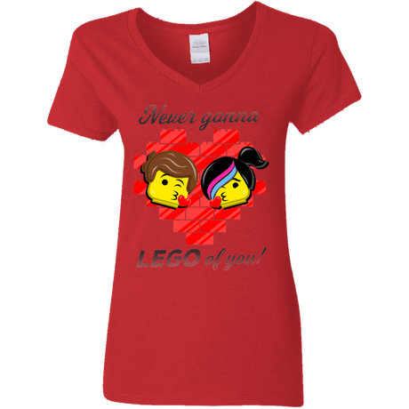 T-Shirts Red / S Never LEGO of You Women's V-Neck T-Shirt