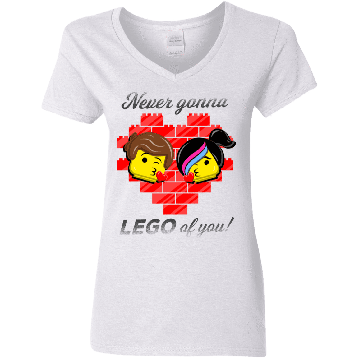 T-Shirts White / S Never LEGO of You Women's V-Neck T-Shirt