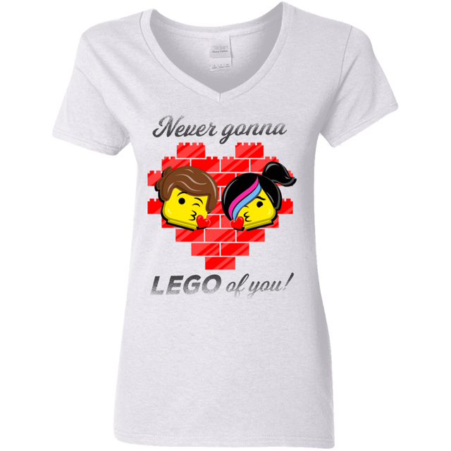 T-Shirts White / S Never LEGO of You Women's V-Neck T-Shirt