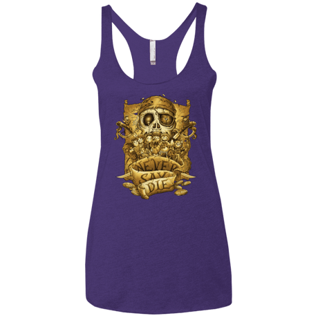 T-Shirts Purple / X-Small Never Say Die Women's Triblend Racerback Tank