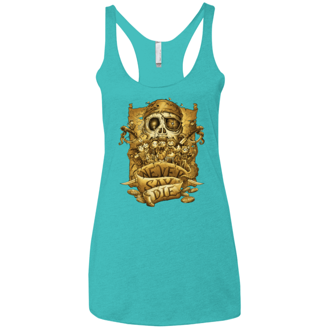 T-Shirts Tahiti Blue / X-Small Never Say Die Women's Triblend Racerback Tank