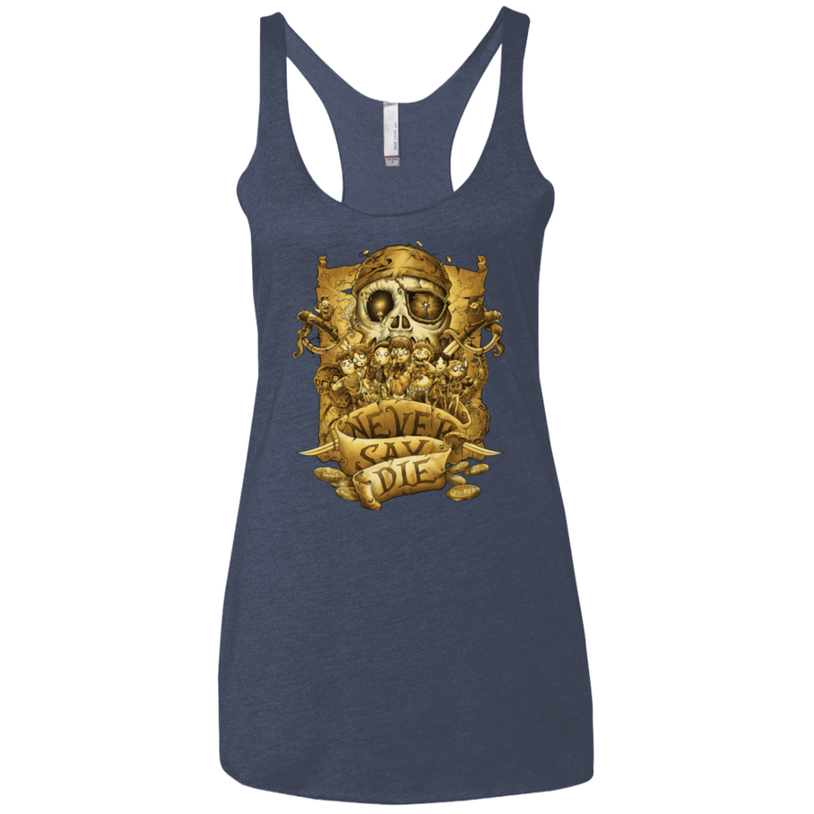 T-Shirts Vintage Navy / X-Small Never Say Die Women's Triblend Racerback Tank