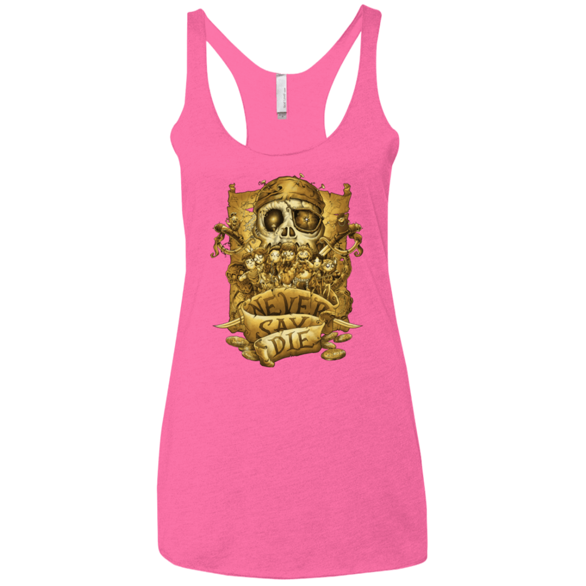 T-Shirts Vintage Pink / X-Small Never Say Die Women's Triblend Racerback Tank