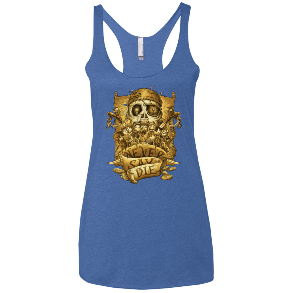T-Shirts Vintage Royal / X-Small Never Say Die Women's Triblend Racerback Tank