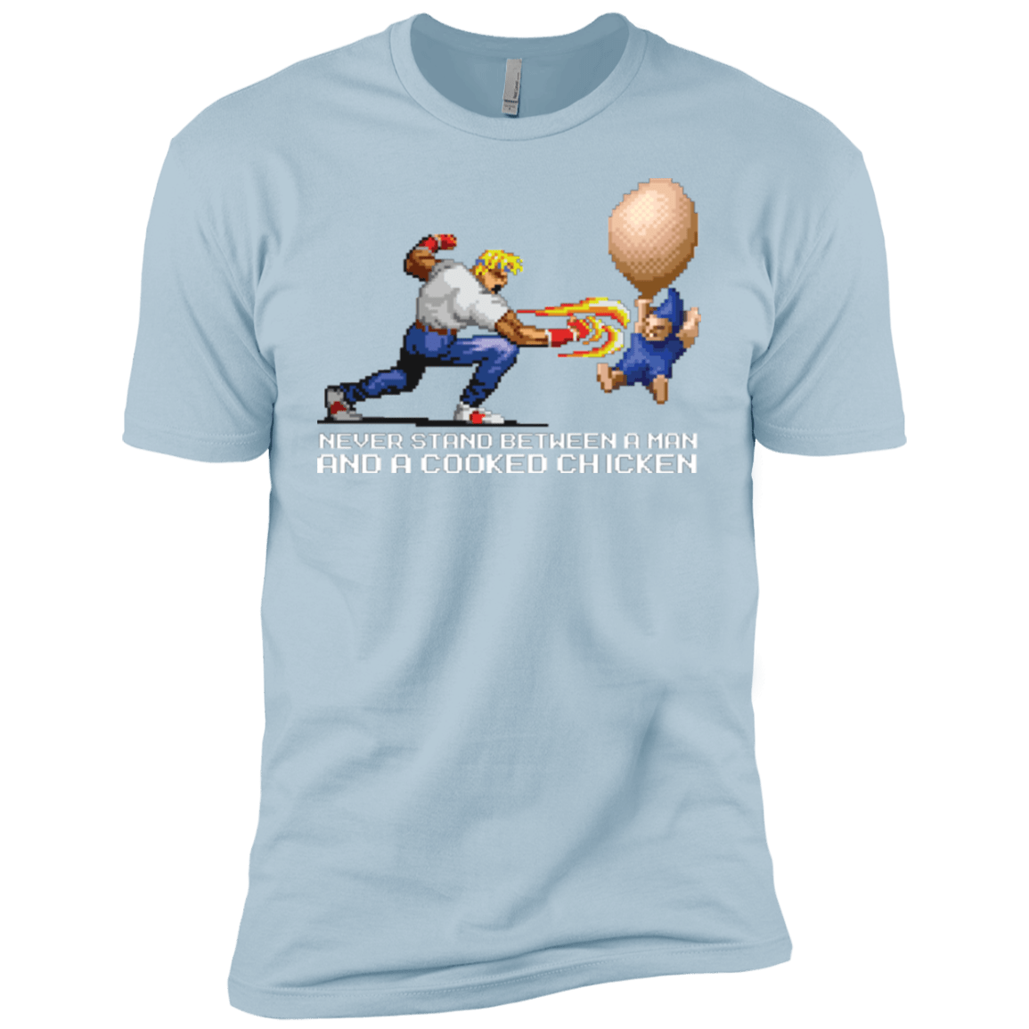 T-Shirts Light Blue / YXS Never Stand Between A Man And A Cooked Chicken Boys Premium T-Shirt