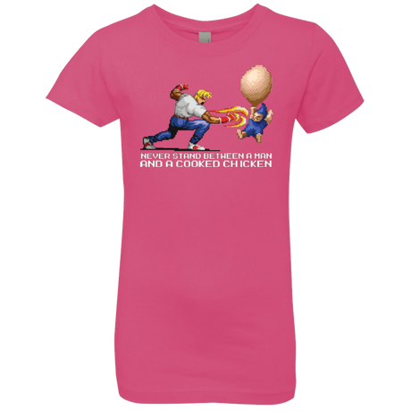 T-Shirts Hot Pink / YXS Never Stand Between A Man And A Cooked Chicken Girls Premium T-Shirt