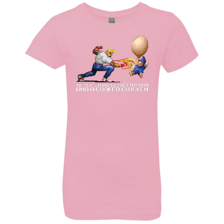T-Shirts Light Pink / YXS Never Stand Between A Man And A Cooked Chicken Girls Premium T-Shirt