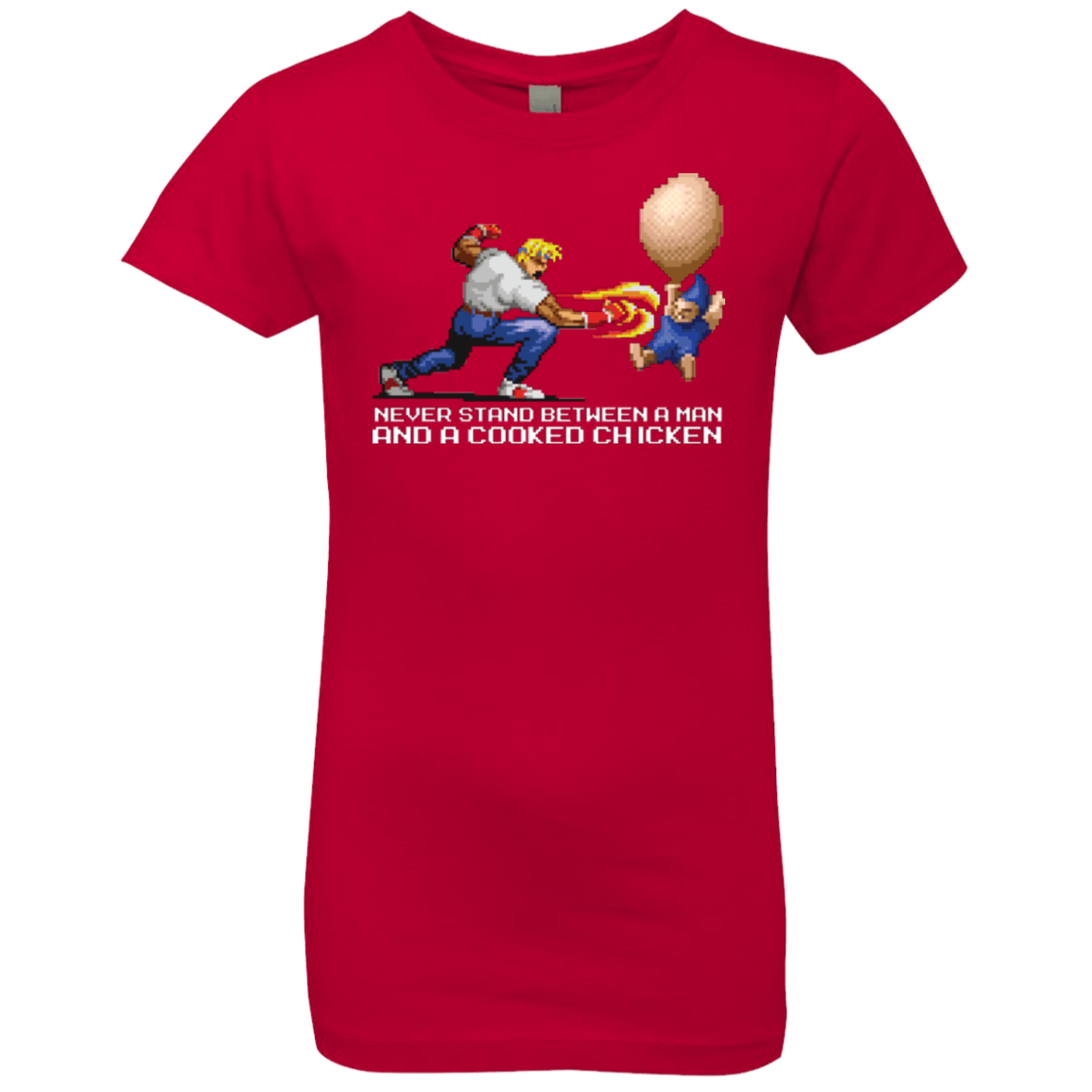 T-Shirts Red / YXS Never Stand Between A Man And A Cooked Chicken Girls Premium T-Shirt