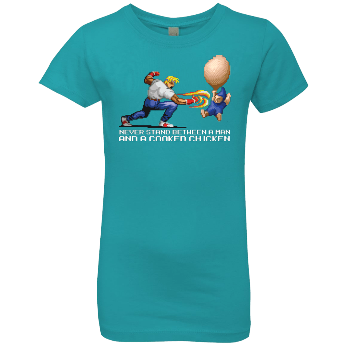 T-Shirts Tahiti Blue / YXS Never Stand Between A Man And A Cooked Chicken Girls Premium T-Shirt