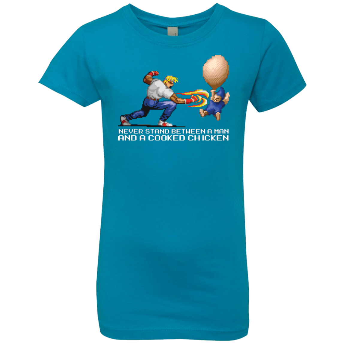 T-Shirts Turquoise / YXS Never Stand Between A Man And A Cooked Chicken Girls Premium T-Shirt