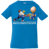 T-Shirts Cobalt / 6 Months Never Stand Between A Man And A Cooked Chicken Infant Premium T-Shirt