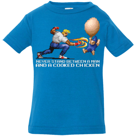 T-Shirts Cobalt / 6 Months Never Stand Between A Man And A Cooked Chicken Infant Premium T-Shirt