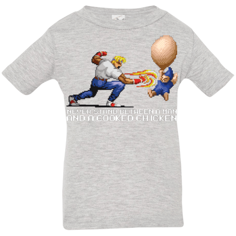 T-Shirts Heather Grey / 6 Months Never Stand Between A Man And A Cooked Chicken Infant Premium T-Shirt