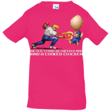 T-Shirts Hot Pink / 6 Months Never Stand Between A Man And A Cooked Chicken Infant Premium T-Shirt