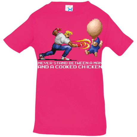 T-Shirts Hot Pink / 6 Months Never Stand Between A Man And A Cooked Chicken Infant Premium T-Shirt