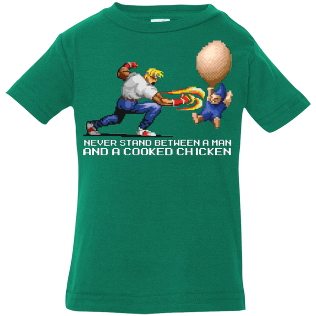 T-Shirts Kelly / 6 Months Never Stand Between A Man And A Cooked Chicken Infant Premium T-Shirt