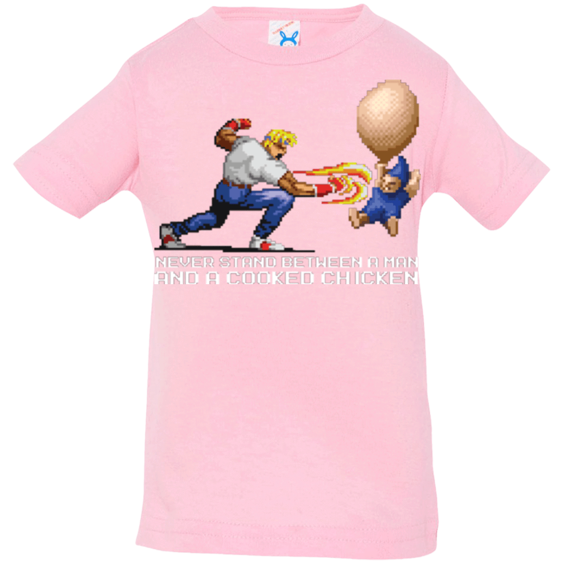 T-Shirts Pink / 6 Months Never Stand Between A Man And A Cooked Chicken Infant Premium T-Shirt