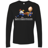 T-Shirts Black / Small Never Stand Between A Man And A Cooked Chicken Men's Premium Long Sleeve