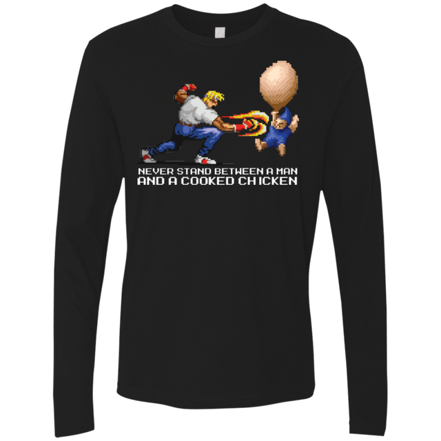 T-Shirts Black / Small Never Stand Between A Man And A Cooked Chicken Men's Premium Long Sleeve