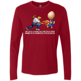 T-Shirts Cardinal / Small Never Stand Between A Man And A Cooked Chicken Men's Premium Long Sleeve