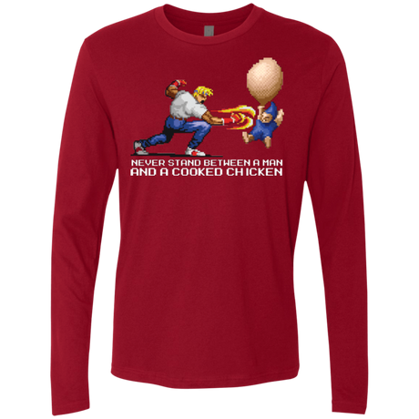 T-Shirts Cardinal / Small Never Stand Between A Man And A Cooked Chicken Men's Premium Long Sleeve