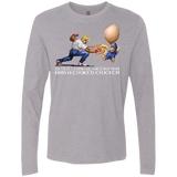 T-Shirts Heather Grey / Small Never Stand Between A Man And A Cooked Chicken Men's Premium Long Sleeve