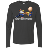 T-Shirts Heavy Metal / Small Never Stand Between A Man And A Cooked Chicken Men's Premium Long Sleeve