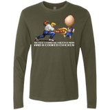 T-Shirts Military Green / Small Never Stand Between A Man And A Cooked Chicken Men's Premium Long Sleeve
