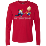 T-Shirts Red / Small Never Stand Between A Man And A Cooked Chicken Men's Premium Long Sleeve