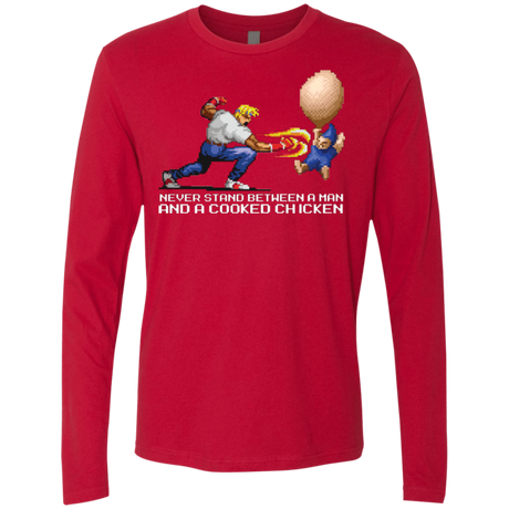 T-Shirts Red / Small Never Stand Between A Man And A Cooked Chicken Men's Premium Long Sleeve