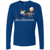 T-Shirts Royal / Small Never Stand Between A Man And A Cooked Chicken Men's Premium Long Sleeve