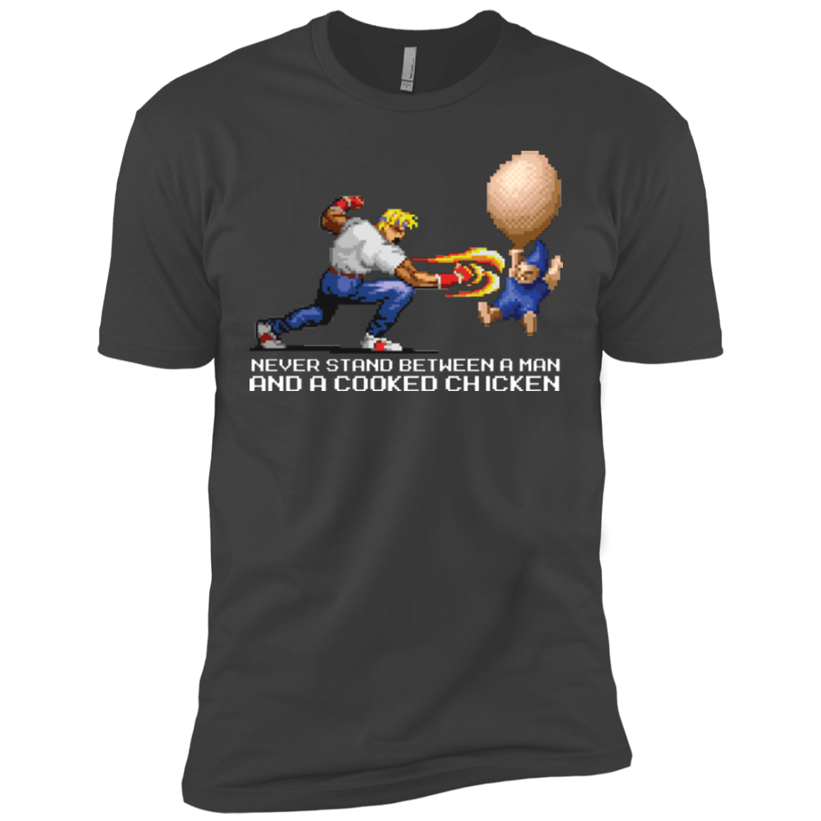 T-Shirts Heavy Metal / X-Small Never Stand Between A Man And A Cooked Chicken Men's Premium T-Shirt