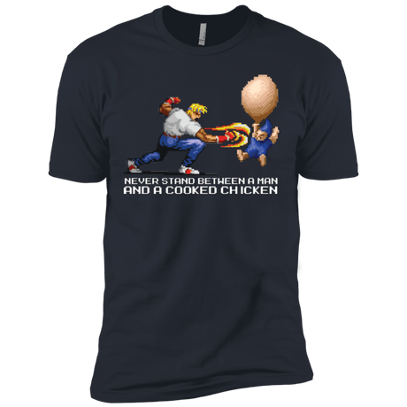 T-Shirts Indigo / X-Small Never Stand Between A Man And A Cooked Chicken Men's Premium T-Shirt