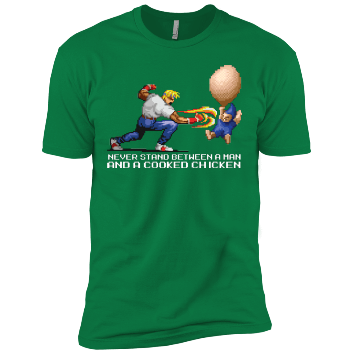 T-Shirts Kelly Green / X-Small Never Stand Between A Man And A Cooked Chicken Men's Premium T-Shirt